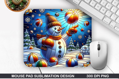 Snowman Mouse Pad Sublimation, Christmas Mouse Pad PNG Product Image 1