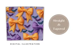 Cute Bows Tumbler Wrap, Cartoon Halloween Bats Tumbler PNG Product Image 4