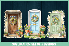 3 Spring floral front doors PNGs Product Image 1