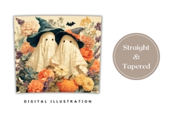 Floral Halloween Tumbler Wrap, Cartoon Ghosts Tumbler PNG Product Image 4