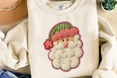 Punch Needle Santa Sublimation,Yarn Crochet Christmas Png Product Image 4