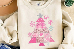 Pink Patchwork Christmas Tree Sublimation, Christmas Png Product Image 4