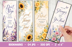 Watercolor Floral Christian Bookmark PNG, Faith Quote Product Image 1