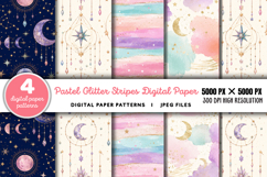 Pastel Glitter Stripes Digital Paper JPG Product Image 1