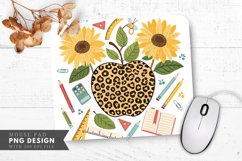 Whimsical Leopard Apple Sunflowers School Tools Mouse Pad Product Image 1