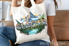 Glacier National Park PNG, Vintage Mountain Lake Sublimation Product Image 5