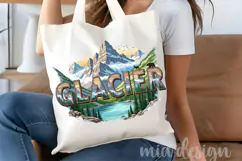 Glacier National Park PNG, Vintage Mountain Lake Sublimation Product Image 5