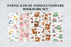 Pastel Kawaii Animals Flowers Bookmark Set,Cute Sweet Floral Product Image 4