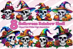 Watercolor Skull with Rainbow Witch Hat | Pride Halloween Product Image 1