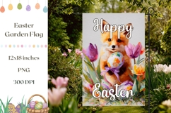 Happy Easter Garden Flag Design, Tulips Garden Flag Template Product Image 1