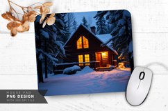 Cozy Winter Cabin with Snow Mouse Pad PNG Product Image 1