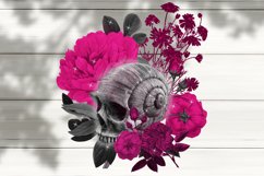Gothic skulls with flowers | Sublimation clipart bundle, PNG Product Image 3