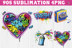 Retro vibe 1990s clipart | Graffiti and Neon PNG Product Image 1