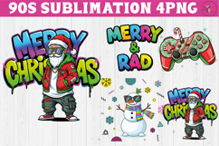 Retro Christmas 1990s clipart | Graffiti and Neon PNG Product Image 1
