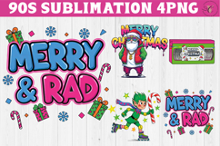 Retro Christmas 1990s clipart | Graffiti and Neon PNG Product Image 1