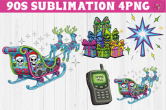 Retro Christmas 1990s clipart | Graffiti and Neon PNG Product Image 1