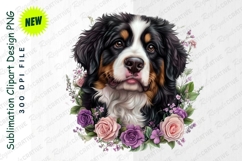 Bernese Mountain Dog With Floral Wreath Clipart Product Image 1