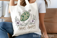 Rhinestone Sea Turtle PNG Stay Salty Beach Sublimation Product Image 4