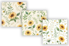 Watercolor Sunflower Seamless Pattern Bundle, Cottagecore Product Image 3