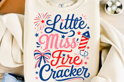 Little Miss Firecracker Png, 4th of July Product Image 1