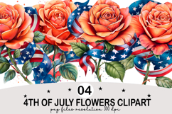 4th Of July Flowers Clipart Watercolor png Product Image 1