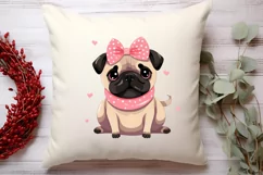 Sweet Pugs Valentine Clipart, Valentines PNG Product Image 4
