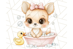 Safari Animal Babies in Bubble Baths, Cute Jungle Animal PNG Product Image 2