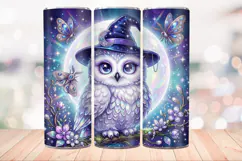 Witch Owl 20 OZ Skinny Tumbler Wrap Sublimation PNG. Product Image 4