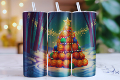 Merry Basketball Tumbler Wrap | Christmas Wrap Product Image 1