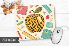 Playful Apple Design with Animal Prints Mouse Pad PNG Product Image 1