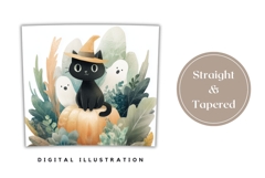 Cartoon Black Cat Tumbler, Floral Halloween Tumbler Wrap Product Image 4