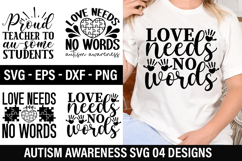 Autism Awareness SVG Design - Love needs no words Product Image 1