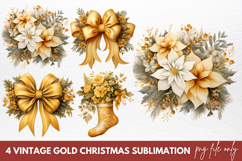 Vintage Gold Christmas Sublimation Clipart Product Image 1