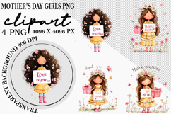 Whimsical Mother's Day Girls PNG Clipart Watercolor png Product Image 1