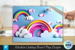 3D Rainbow And Pink Cutting Board Sublimation Design Product Image 1