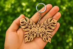 Boho Celestial Butterfly Keychain SVG - Laser Cut File Product Image 1
