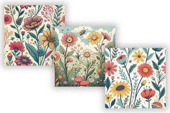 Comic Wildflowers Seamless Digital Paper, Cute Cartoon Product Image 4