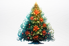 Vintage Floral Christmas Clipart PNG Product Image 4