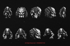 10 Bundle Dark Art Monster Predator Aliens Face Head Scary Product Image 6