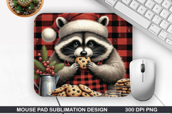 Racoon Mouse Pad Sublimation, Christmas Mouse Pad PNG Product Image 1