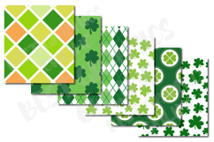St Patrick's Day Digital Papers, Saint Patrick Shamrock Set Product Image 3