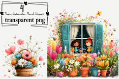 Whimsical Flower Clipart Watercolor PNG Product Image 1