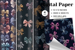 Bow Ribbon Background Bow Digital Paper Pattern Wallpaper_9 Product Image 1