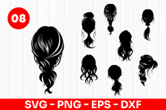 Woman Hairstyle Silhouette Collection SVG PNG Product Image 1