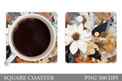 Flowers Square Coaster Sublimation. Flowers Coaster Design Product Image 1
