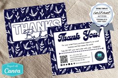 002 - Navy Leaves Pattern Double-Sided Thank You Card! Product Image 1