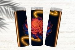3d Neon Floral Skinny Tumbler Wrap Sublimation PNG Glowing Product Image 4