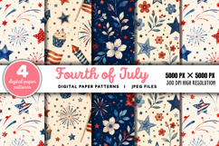 Fourth Of July Watercolor Digital Paper JPG Product Image 1