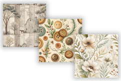 Rustic Cottagecore Seamless Patterns, Neutral Watercolor Product Image 4