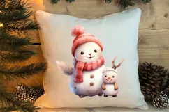 Pink Christmas Snowman Clipart, Christmas PNG Product Image 4